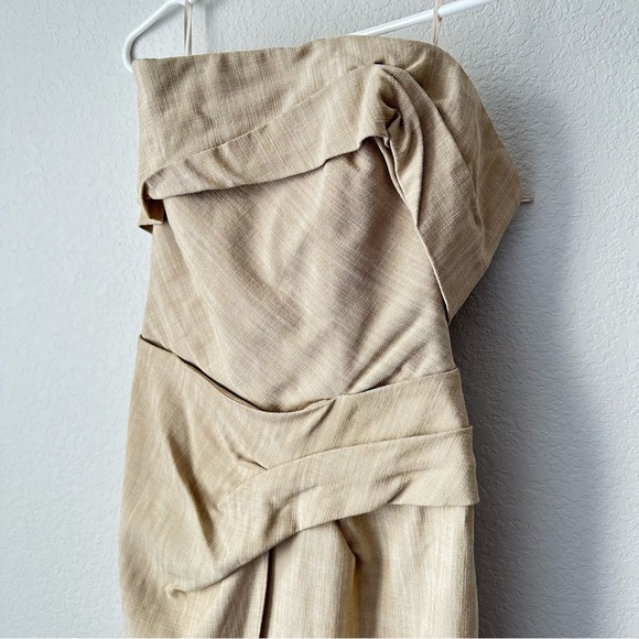 New Zara $119 Asymmetrical Slip Taupe Brown Midi Pencil Dress Small 3265/332 - Picture 10 of 13